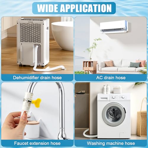 Dehumidifier Drain Hose with Cuttable Rubber Adapter and Connect Clamp, Air Conditioner Drain Hose, Universal Flexible AC and Dehumidifier Replacement Hose(Color:4m/13.12ft)
