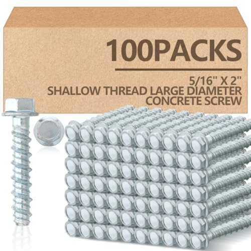 Tandefio 100 Pack 5/16 x 2 Concrete Anchors and Screw Kits Galvanized - size: 5/16" X 2"