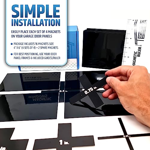 Strong & Glossy Magnetic Garage Door Windows - Fits 1 Car Garage - Looks Like Real Window Panels/Faux Panes - Decorative Hardware Kit - Easy to Align & Will Never Fall (Upgraded Magnets) | 16pcs 4"X6 - style: 16pcs Magnetic Windows