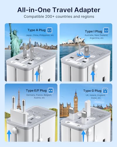 VINTAR Universal Travel Adapter 70W GaN, 5-in-1 with 3USB-C PD & 1USB-A QC - color: 70W White2