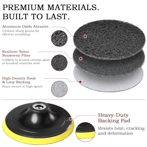 5 Inch 30 PCS Scouring Pads Drill Brush Power Scrubber Cleaning Kit - size: 5 Inch 30 Pieces