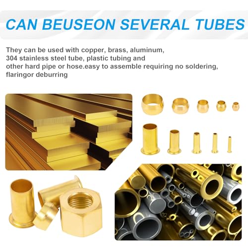 1/4 Inch OD Brass Compression Insert,Sleeve Ferrule,Nut 75PCS - size: 75 pcs, 1/4"
