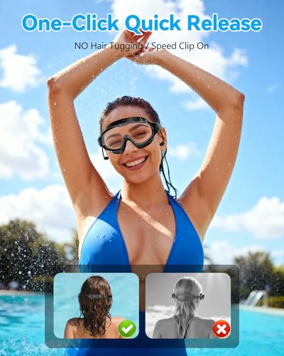 Aegend New Adult Wide View Swim Goggles, Anti-Fog/UV No Leak Swimming Goggles with Ear Plugs for Men & Women - color: Clear White & Clear Black