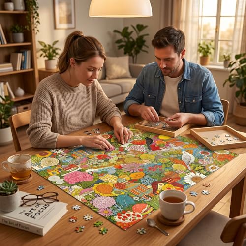 1000 Piece Puzzle for Adults, Colorful Botanical Fantasy Garden with Birds - color: Garden of Whimsy