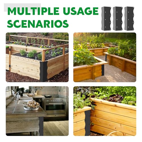 8 Pcs Metal Raised Garden Bed Corner Brackets L-Shape (11"x3"x3"), Black - color: Black