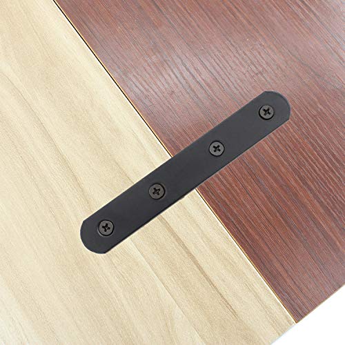 4 Pack Flat Mending Plate for Wood, ULIFESTAR Black Iron Flat Straight Brace Brackets Metal Repair Fixing Wood Brace Joining Plates Connector for Repairing Wooden Furniture with Mounting Screws - size: 5.12 x 0.79 x 0.12 inches