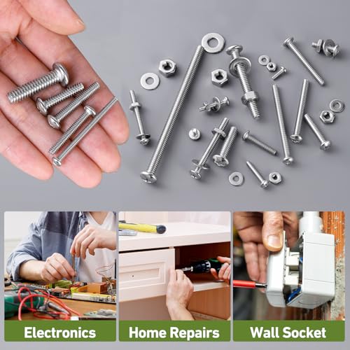#8-32 x 1-3/4" Pan Head Machine Screws Nut Bolt Washer Assortment Kit,(50 Sets) 304 Stainless Steel 18-8 Phillips Drive Full Thread Assorted - size: #8-32 x 1-3/4"