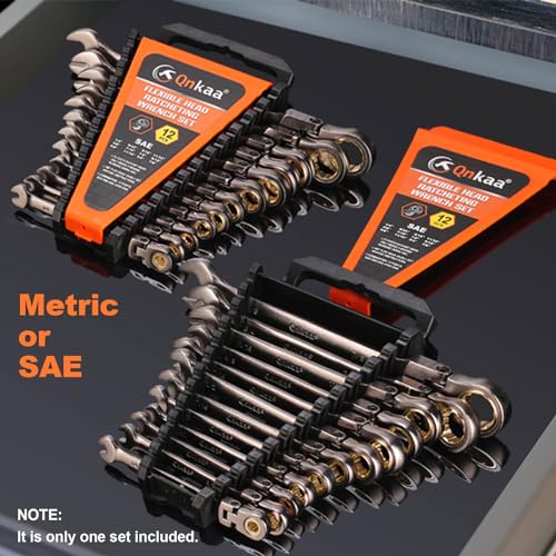 Qnkaa Qnkaa12pcs Flexible Ratchet Wrenches Set SAE 1/4” to 7/8“ - style: SAE 12pcs