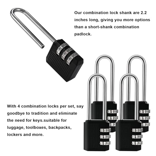 Faburo 4 Pack 2.2 in Long Shackle Small Combination Locker Lock