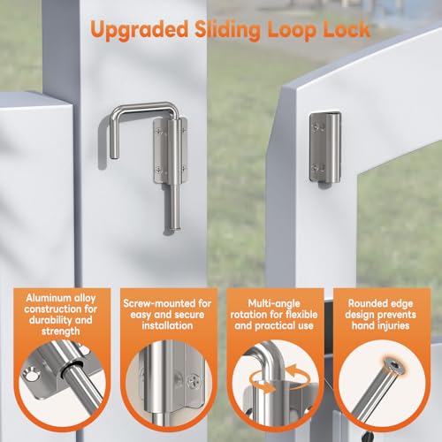 Upgraded Sliding Door Loop Lock, Gate Latches, Silver - color: Silver-1PC