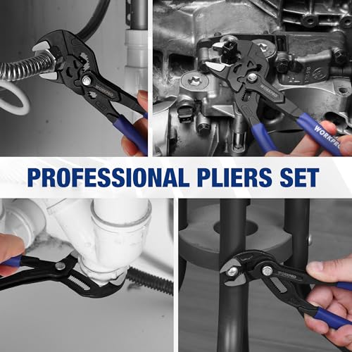 WORKPRO 2 PCS 7-Inch Pliers Wrench & Groove Joint Pliers Set, Quick Adjust - size: 7 inch & 7 inch