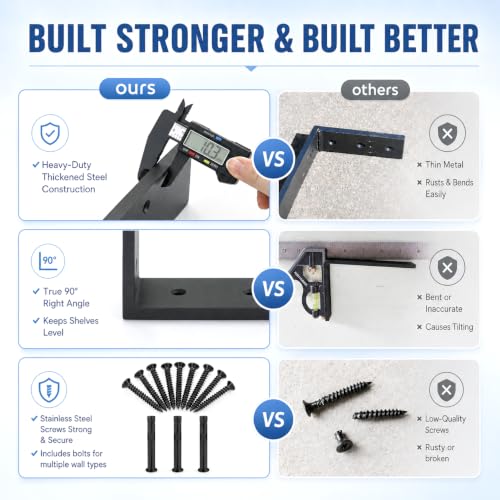WINKER Countertop Support Bracket 2 Pack Heavy Duty 3/8" Thick Hidden L Shelf Bracket 14" x 6" x 2.5" Metal Corbels for Quartz/Granite/Wood/Concrete/Laminate Countertops, Black - size: 14″x6″x2.5″-3/8" thick, style: Black-2Pack