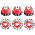 6 Pack Wire Wheel Brush for 4 1/2 Angle Grinder - 4 & 3 Inch Knotted Coarse Crimped Wire Wheels & Cup Brush with 5/8-11UNC Threaded Arbor - style: 6 PACK Wire Wheel&Cup Set