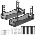 2Pack Under Desk Cable Management Tray, No Drill Mesh Desk Cable Tray - color: 2Pack-Black (15.3''+15.7'')