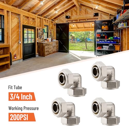 3/4" Air Piping Fittings, 200PSI Elbow Air Line Fittings - size: 4PCS