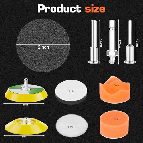 189pcs 2 Inch Sanding Discs Drill Polishing Kit, Sander Attachment for Drill, Sanding Discs Hook and Loop 60 to 7000 Wet Dry Sandpaper with 1/8" 1/4” Shank for Drill Grinder Rotary Tools