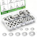270 PCS 304 Stainless Steel Flat Washers Assortment Kit 8 Size-1/2 3/8 5/16 1/4 12# 10# 8# 6# 304 Stainless Steel Flat Washers for Screws Bolts - size: SAE-270PCS, style: Flat Washers