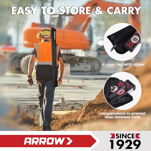 ARROW 3-Piece Spirit Level Set Included 9"/16"/48" Level with Carrying Bag - size: 3-Piece Set (9", 16", 48")