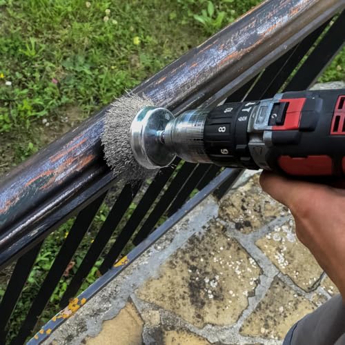 Wire Brush for Drill 9 Pcs Set with 1/4 Inch Shank for Rust - size: 9PCS