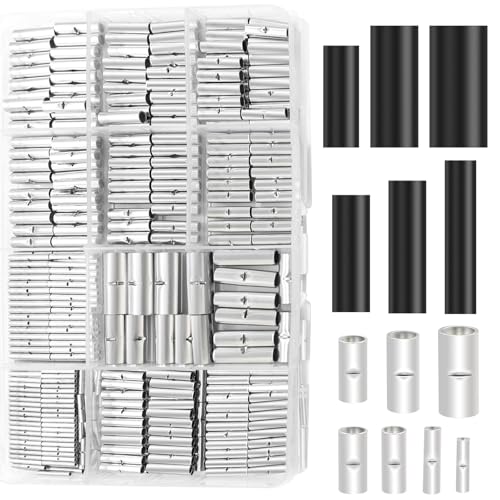 mankk 568PCS Heat Shrink Tubing Kit and Non Insulated Butt Connectors Kit 26-6 Gauge Tinned Red Copper Butt Connector Uninsulated Wire Crimp Connector - color: 284PCS 26-6AWG+HST Kit-Non Insulated