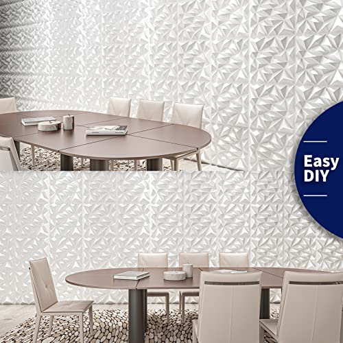 Art3dwallpanels 3D Wall Panels, White, 33 Pack | Modern 3D PVC Wall Tiles, Waterproof Fireproof, 33 Sheets White Pack, Easy DIY Mount for Residential Commercial Accent Wall - color: White