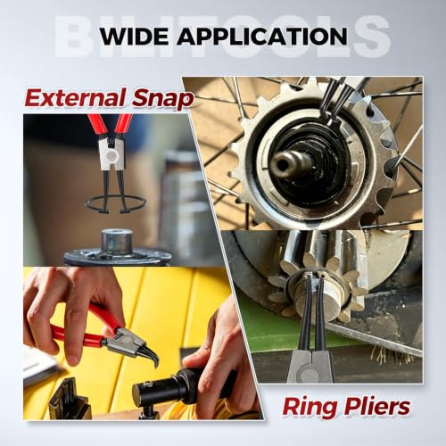 BILITOOLS 4PC External Snap Ring Pliers Set, 5" & 7" Circlip Kit - size: 5'' & 7'' External Snap Ring Pliers Set