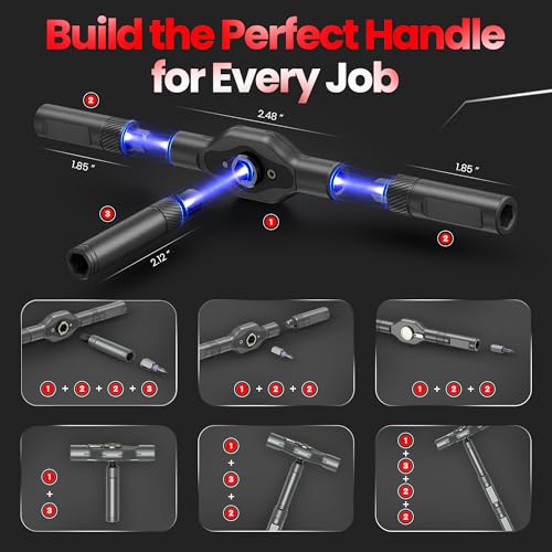 42 in 1 Magnetic Screwdriver Set, Magnetic Ratchet Screwdriver Set with Multi-Bit Ratcheting Handle & Bit Magnetizer, Compact Repair Tool Kit with Storage Case for Furniture, Computer, Bicycle and DIY - size: 42 in 1