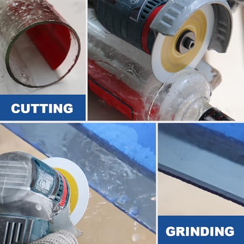 HIGHDRIL Diamond Glass Blade 3" 75mm x Arbor 3/8" 10mm - 4pcs Angle Grinder Cutting Disc for Cutting Glass Marble Tile Jade Crystal Wine Bottle - size: Diamond Glass Blade