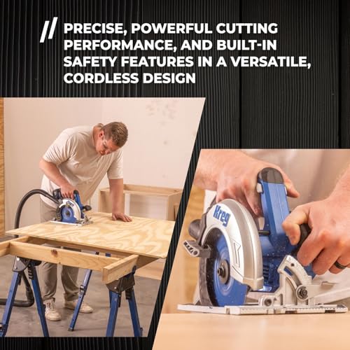 Kreg 20V Ionic Drive 7 1/4" Circular Saw - Powerful Brushless Motor & Built-In Safety Features - LED for Cutline Visibility - Integrated Dust Port Keeps Workspace Clean - Bare Tool - KPTCS725A