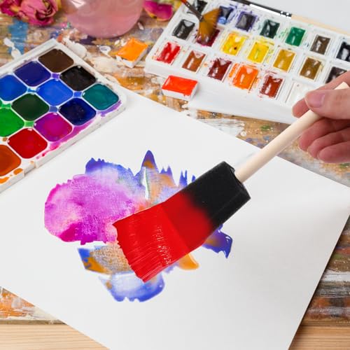 Foam Paint Brushes, 48 Pcs -10 Sizes, Paint Sponge, Premium Foam Brushes - color: Black