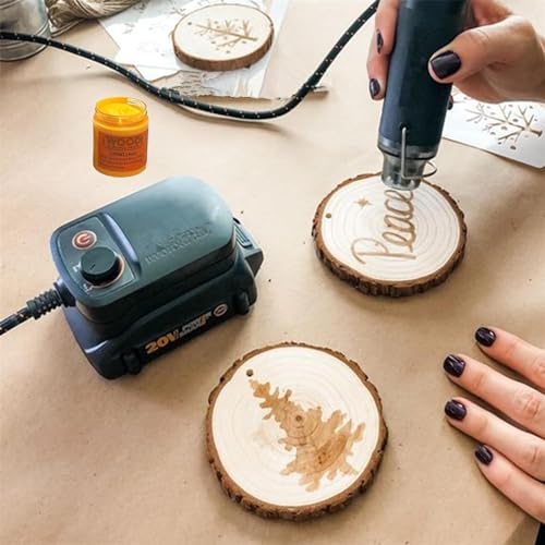 Wood Burning Paste Pen Kit 8pcs, 4OZ Wood Burning Gel with Pen, 6pcs Squeegees, Heat Activate Paste for Craft Stencil, Etching Cream Wood Burning Design for Beginners DIY on Wood, Canvas, Denim - color: 2+6 Wood Burning Gel Kit
