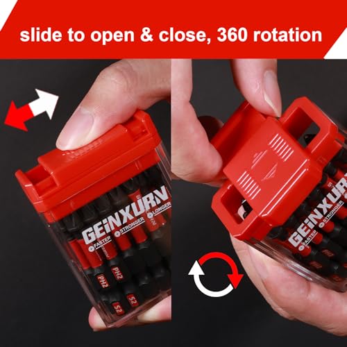 Geinxurn 90 Pieces Impact Screwdriver Bits Set with Colorful Boxes, 2" Magnetic (PH2,PZ2,SQ2,T10,T15, T20,T25,T30) S2 Steel Multi Driver Bits - color: Multi-bit, size: 2''-90PCS