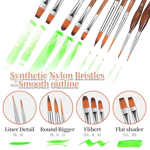 GETHPEN 29pcs Paint Brush Set, Acrylic Paint Brushes, Oil, Watercolor - style: Assorted Shapes