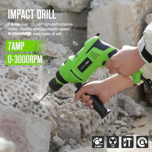 GALAX PRO 7Amp 850W 2-in-1 Hammer Drill, 0-3000 RPM, 13 mm Metal Chuck - style: Hammerdrill with 13pcs Accessories