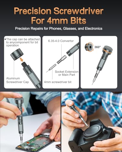 Bomivoi 74 in 1 Magnetic Screwdriver Set, Multi Bit Ratchet Screwdriver Set with Detachable Handle, Repair Tool Kit for Furniture, Precision Electrical Appliance, Bicycle, Ring Doorbell, DIY, Watch - style: 74 IN 1