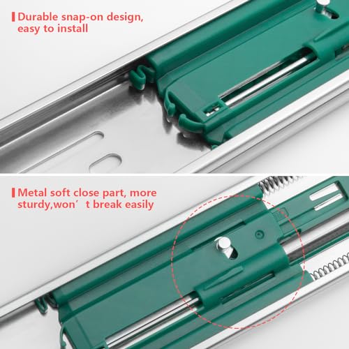homdiy 10 Pairs Soft Close Drawer Slides 16 Inch Heavy Duty Side Mount Rail - color: Silver, size: 16 Inch