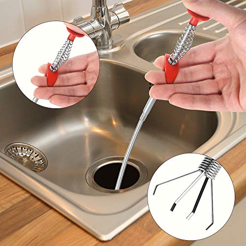 4PCS Drain Augers Hair Drain Clog Remover, Bendable Cleaner, for Kitchen Catcher, Sink, Sewer Cleaning Tool