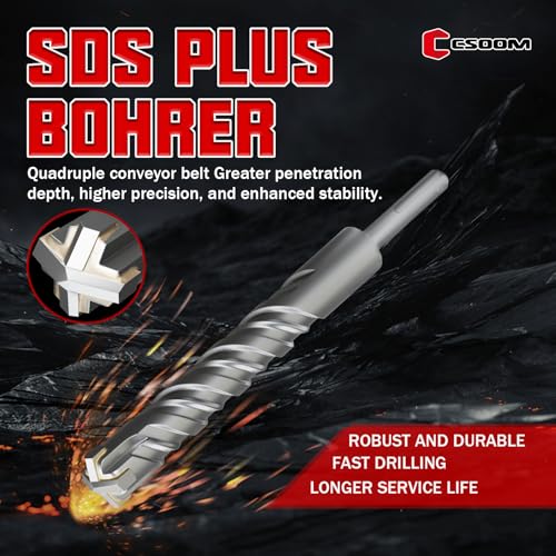 CSOOM SDS Plus Rotary Hammer Drill Bit 1"x8.27", Professional Concrete Drill Bit for Concrete, Brick, Stone and Cement Walls - size: 1"x8.27"