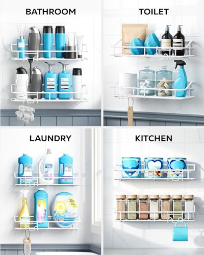 Nieifi Shower Caddy Adhesive, Shower Shelves, Shampoo Holder for Bathroom - color: White, size: 3 Pack