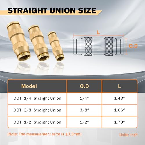 CheeMuii 23 Pcs Brass DOT Air Line Fittings with 1/4" & 3/8" DOT Air Hoses - size: 2ROLL-25PCS