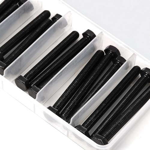 M8 x 60mm 65mm 70mm 75mm 80mm Hex Bolts, Hexagon Head Screw, 8.8 Grade Alloy Steel, Black Oxide Finish, Metric Full Machine Thread, Assortment Kit 15PCS - size: M8 x 60-80 mm(15PCS)