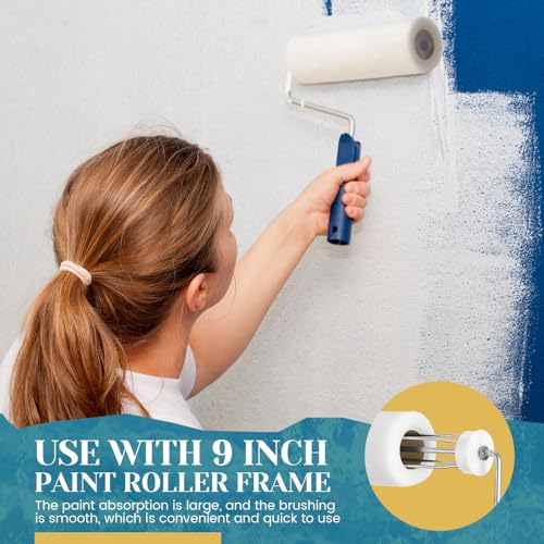 Nuenen 18 Pcs 9 Inch Foam Paint Roller, High Density Foam Paint Roller Covers Paint Roller for Painting Walls Doors Houses Cabinets Ceilings Furniture Smooth Even Finishes, White