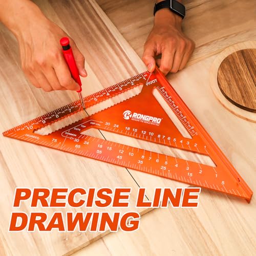 12 Inch Rafter Square, Carpenter Measuring Layout Tool,Aluminum Alloy Triangle Ruler Protractor for Woodworking andCarpentry - Imperial - size: 12inch