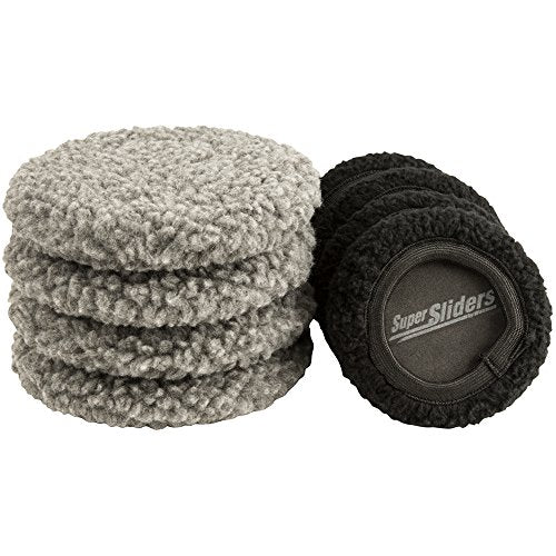 Super Sliders 3 1/2" and 5" Reusable 2-in-1 Furniture Carpet Sliders with Hardwood Socks, Beige (8 Pack)