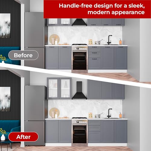 Black Push-to-Open Style Touch Latch — Screw-Mount for Self-Closing Hinges, Cabinet Doors, Soft Close Magnetic Latches, On Cabinets Hardware (Replace for Blum Tip Systems)
