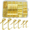 200Pcs Picture Hanging Kit with Nails & Hooks 10/30/50lb for Drywall - style: Gold