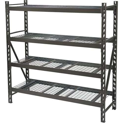 Ironton 4-Tier Industrial Steel Shelving Unit, 8,000-Pound Load Capacity, Garage Storage Rack, 77" W x 24" D x 72" H | Adjustable shelf heights, 2, 000-lb. capacity per shelf, Garage and workshop organization, Accessible storage - size: 4 Tier