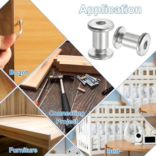 PATIKIL Hex Chicago Screws, 10 Set Binding Screw Posts M6 x 35 mm Connecting Hex Drive Socket Cap Bolt Nuts for Scrapbook Leather Belt Album Photo Furniture Repair, Silver - size: M6 x 35