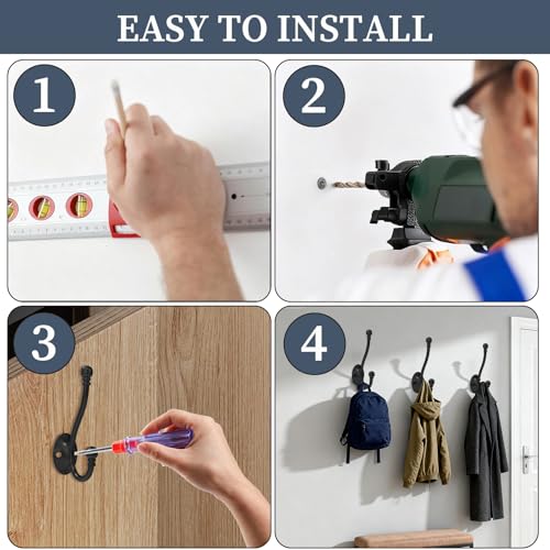 CBWLWJ 6 Pack Heavy Duty Wall Hooks for Hanging, Metal Coat Hooks Wall Mount, Easy to Install, Ideal for Living Room, Bathroom, Kitchen, Bedroom (Gold) - color: Gold