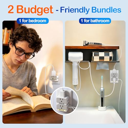 Outlet Extender 2 Pack, 2 AC Multi Plug Wall Outlet with 2 USB Ports - size: 2Pack